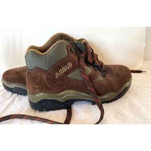 Vintage ASOLO Mens Hiking Camping Boots Size 8 Brown Gray Suede Outdoor